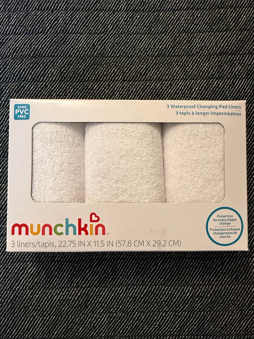 Munchkin White Waterproof Changing Pad Liners - Pack of 3 Soft Terry